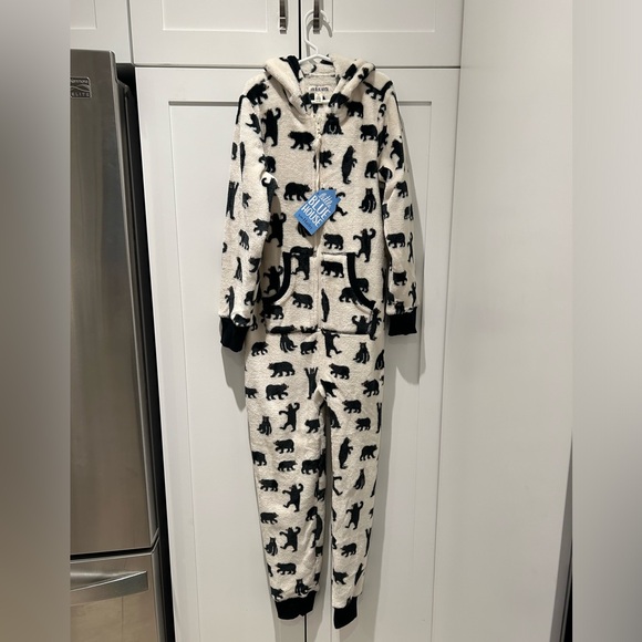 Black bears kids hooded fleece jumpsuit onesie “little blue horse” size 10 new! - Picture 3 of 7